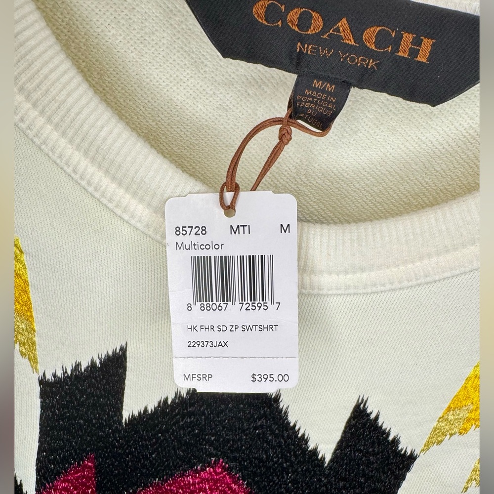 Coach x Coachella Hawk Feather Side Zip Sweatshirt w/ Chevron Pattern Multicolor - Picture 6 of 10
